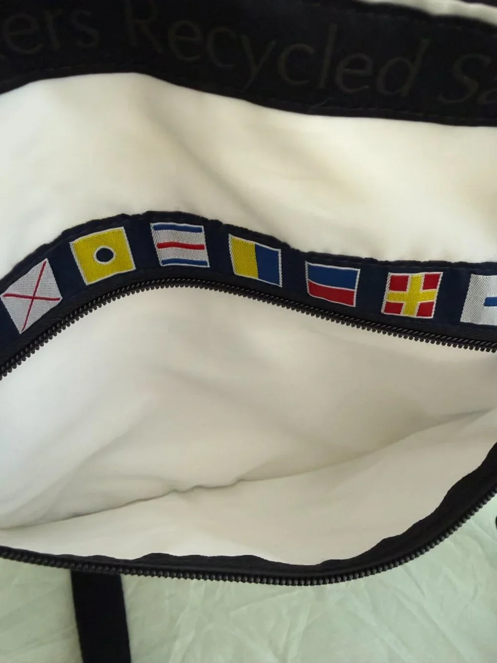 Ella Vickers Recycled Sailcloth Crossbody Bag White Red Star Nautical USA Made